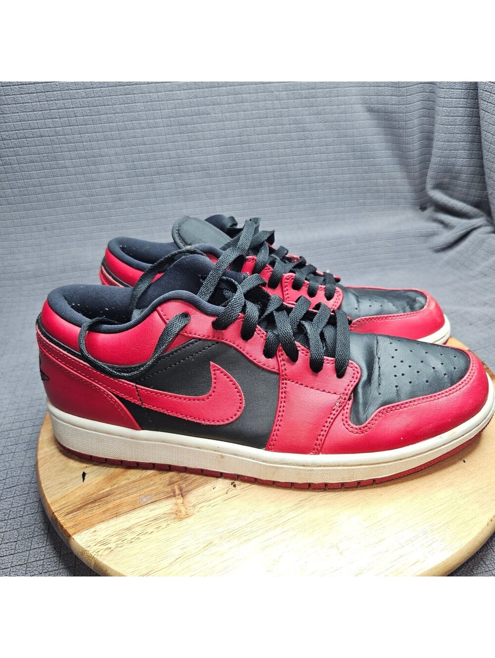Jordan 1 Low Men's 10 Black Gym Red White Bred Retro Basketball Sneaker